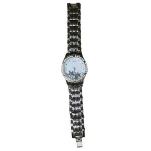 Silver Tone Rhinestone Quartz Watch Starfish Dial Needs Battery